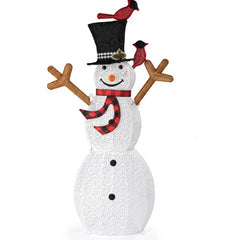 Lighted Snowman Christmas Yard Decorations, Pre-lit Snowman And Birds With 170 LED White Lights And Stakes For Xmas Outdoor Holiday Indoor Decor Lighted Holiday Displays