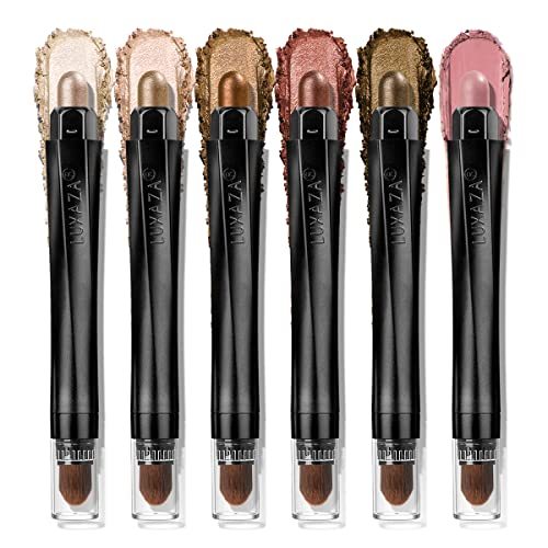 LUXAZA 6PCS Shimmer Neutral Brown Eyeshadow Stick Makeup Set