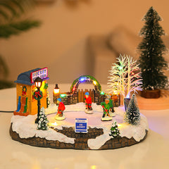 Christmas Decorations Electric Music Glowing Snow House Resin Crafts