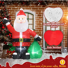 6 FT Lighted Christmas Inflatable Decoration, Inflatable Santa Claus With Large Gift Bag, Funny Blow Up Yard Decorations With Built-in LED Lights For Holiday Party Front Yard Lawn Garden Decor